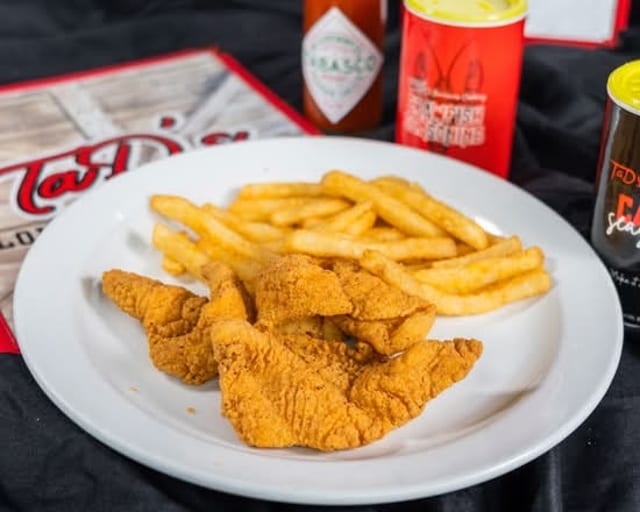 Kids Catfish Strips & Fries.